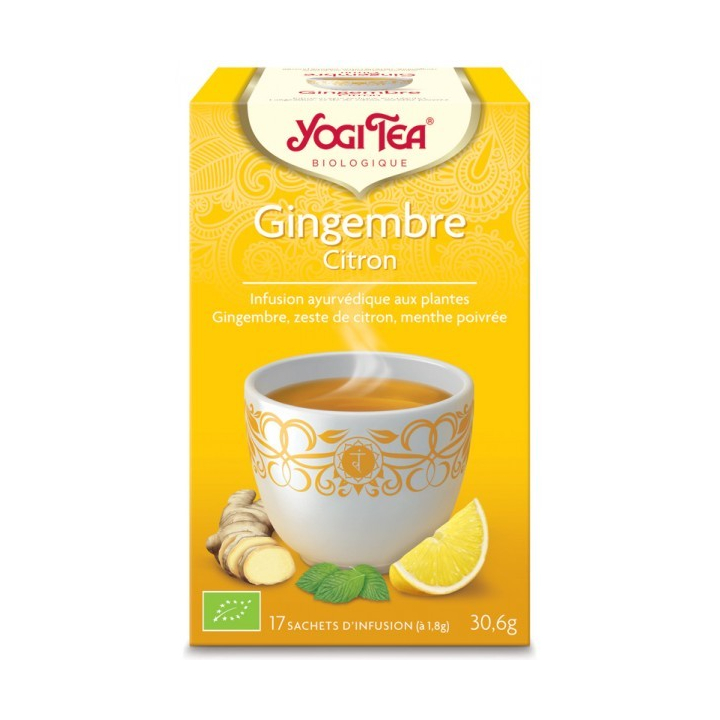 Infusion Aux Plantes Gingembre Citron Bio 17 Sachets 1,8g YOGI TEA