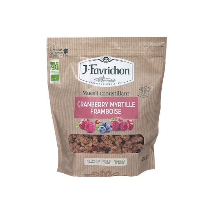 Muesli Croustillant cranberry myrtille et framboise - 500g