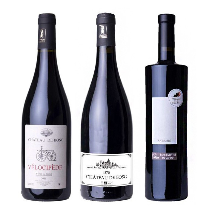 Coffret découverte - Trio de Côte du Rhône Rouge bio sans sulfites - 75cL