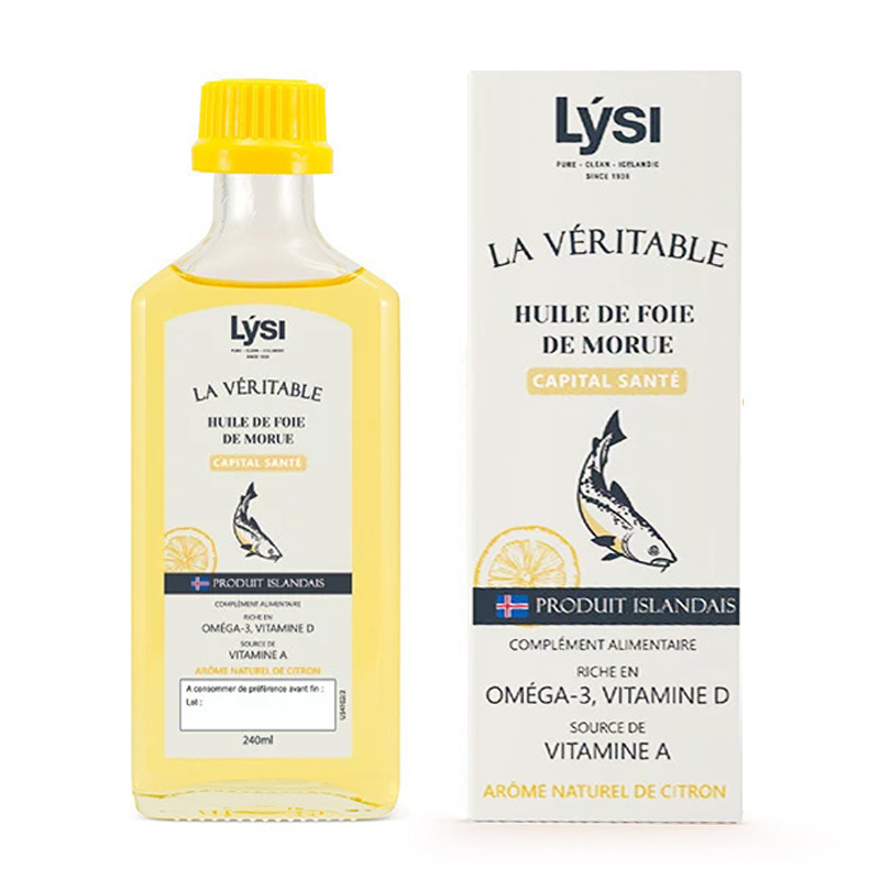 Omega 3 Capital santé Huile de foie de Morue liquide aromatisé Citron-  flacon 240 ml