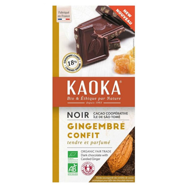 TABLETTE CHOCOLAT NOIR ORANGE 58% CACAO 100G, KAOKA