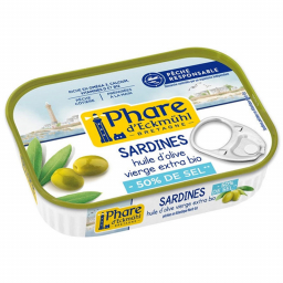 Sardines à l'huile d’olive bio et réduites en sel - 135g