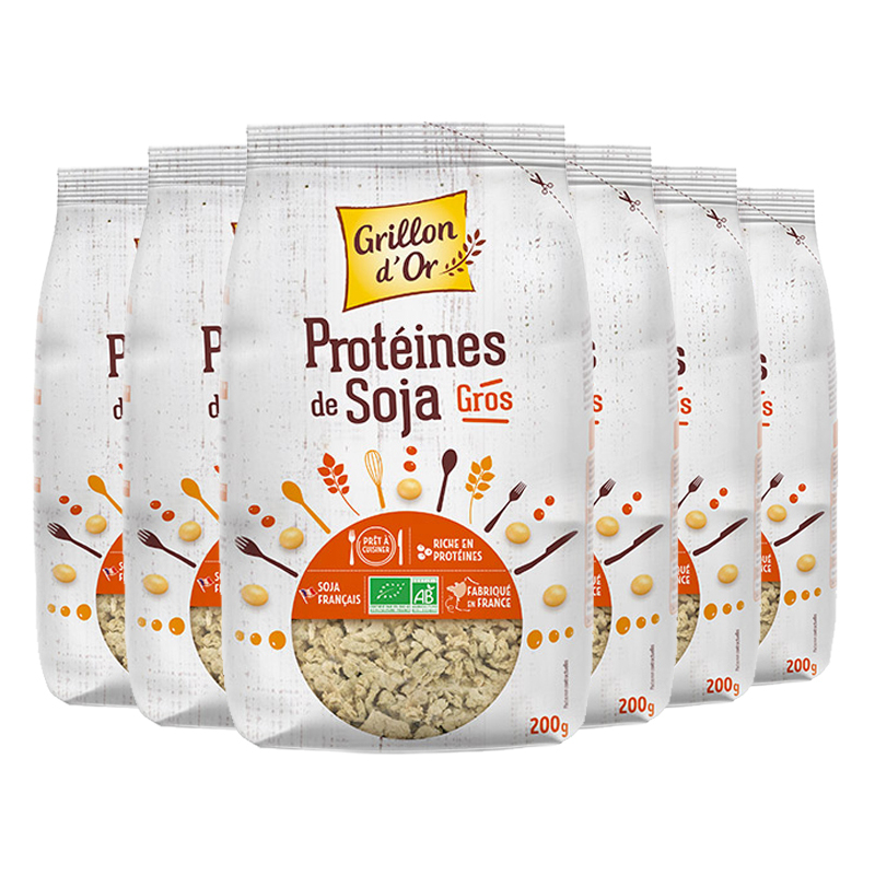 Protéines de soja - Gros morceaux - Lot de 6x200g