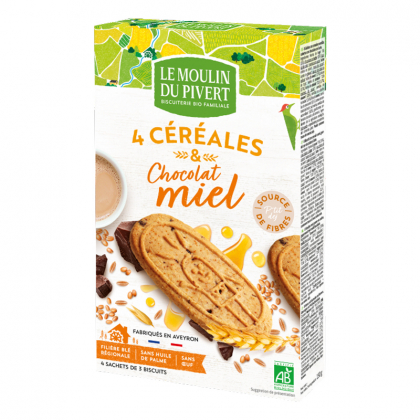 Biscuits 4 céréales - Miel et chocolat - 190g