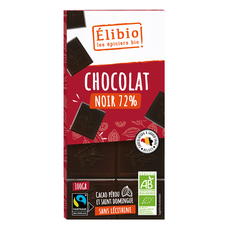 Chocolat noir bio - 72% de cacao - 100g