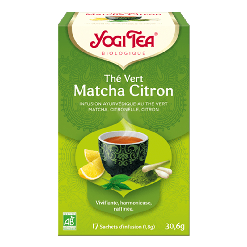 Infusion ayurvédique au thé vert bio - Matcha citron - 17 infusettes