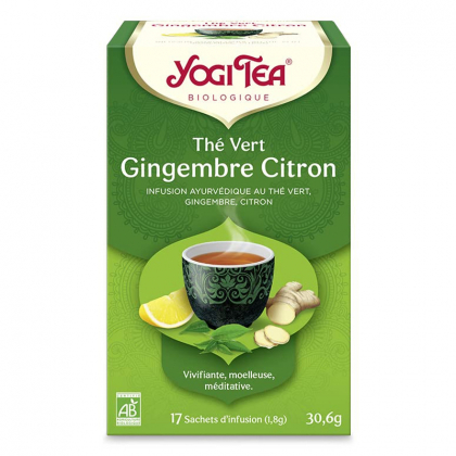 Thé vert gingembre citron - Infusion ayurvédique au thé vert bio - 17 infusettes