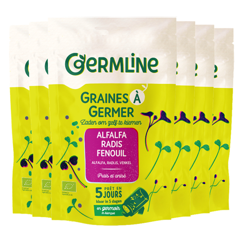 Graines à germer - Alfalfa radis fenouil - Lot de 6x150g