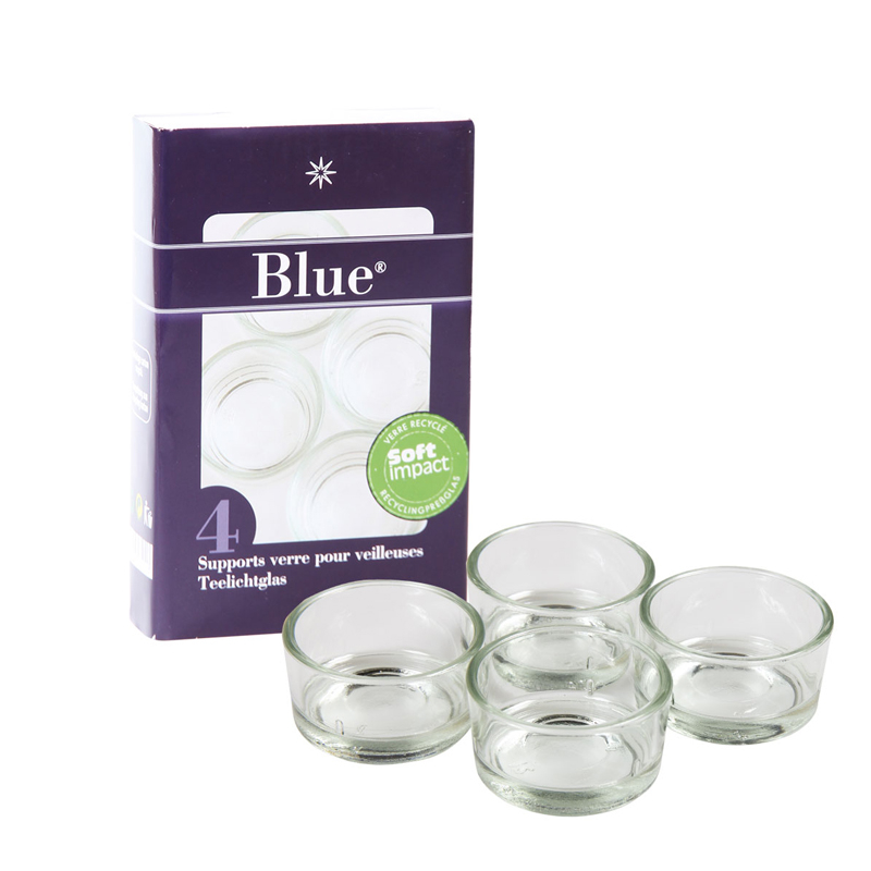 Support pour bougie en verre recyclé - Lot de 4