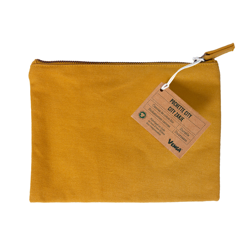 Pochette en coton bio - City jaune