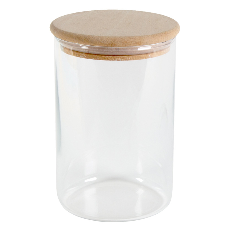 Bocal verre avec couvercle bois - 0,8L