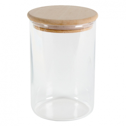 Bocal verre avec couvercle bois - 0,8L