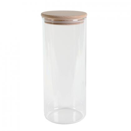 Bocal verre avec couvercle bois - 1,4L