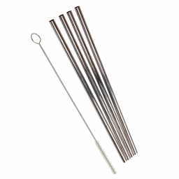 Pailles inox droites - 4 pailles et 1 goupillon