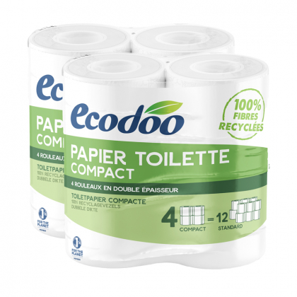 Papier toilette compact & écologique - Lot de 2 paquets de 4 rouleaux