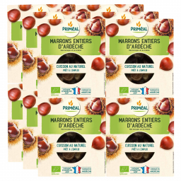 Marrons entiers Ardèche cuits - Lot de 12 x 200g