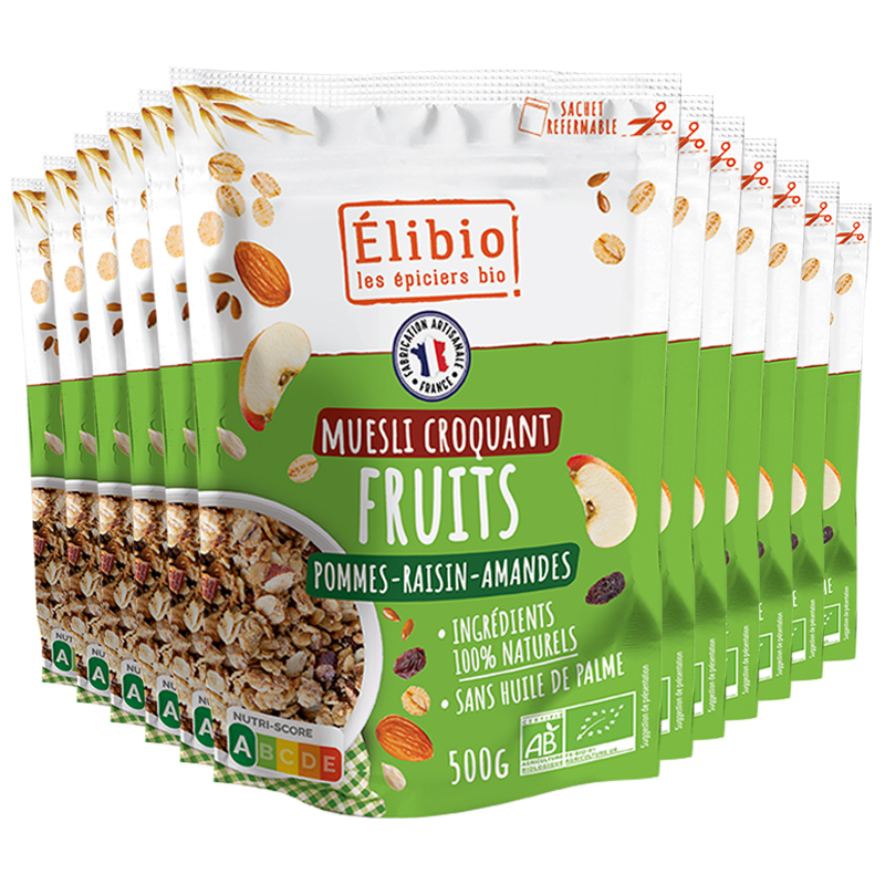 Muesli croquant bio - Fruits - Lot de 12x500g