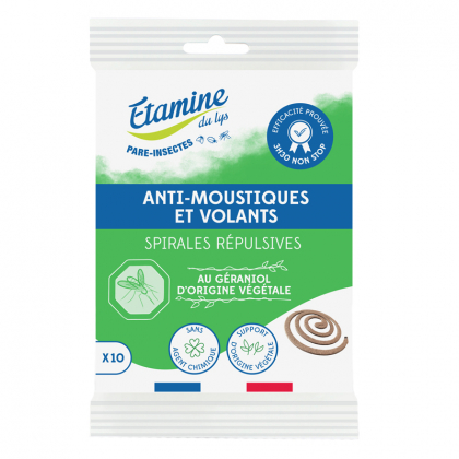 Spirales répulsives - Anti moustiques et volants - Lot de 10 avec socle