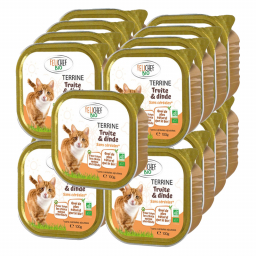 Terrine à la truite et à la dinde sans céréales pour chat - Lot de 17x100g