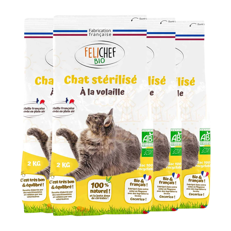 Croquettes à la volaille pour chat stérilisé - Lot de 4x2kg