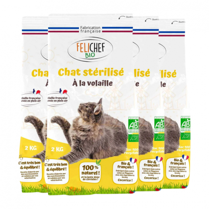 Croquettes à la volaille pour chat stérilisé - Lot de 4x2kg