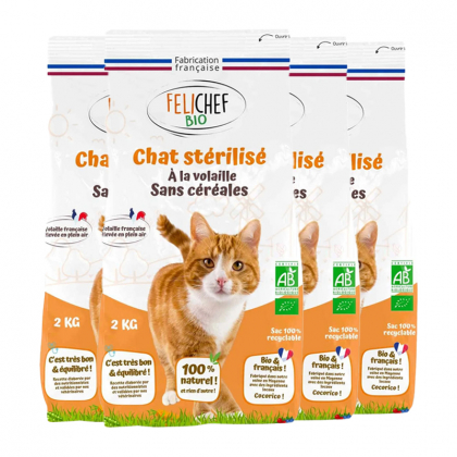 Croquettes à la volaille sans céréales pour chat stérilisé - Lot de 4x2kg