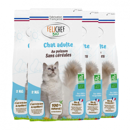 Croquettes au poisson pour chat adulte - Lot de 4x2kg