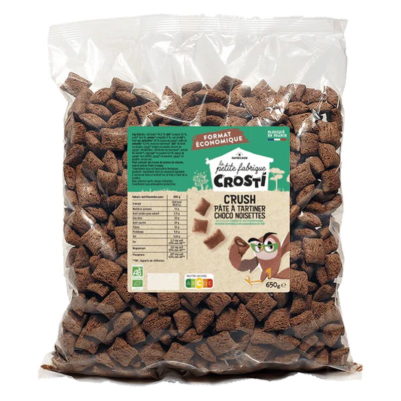 Crosti crush bio - Céréales fourrées pâte à tartiner choco noisette - 650g