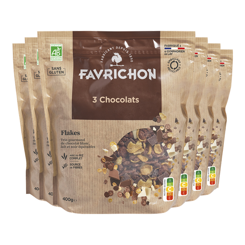 Flakes bio sans gluten - 3 chocolats - Lot de 6x400g