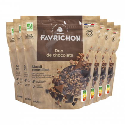 Muesli bio croustillant - Duo de chocolat - Lot de 6x500g